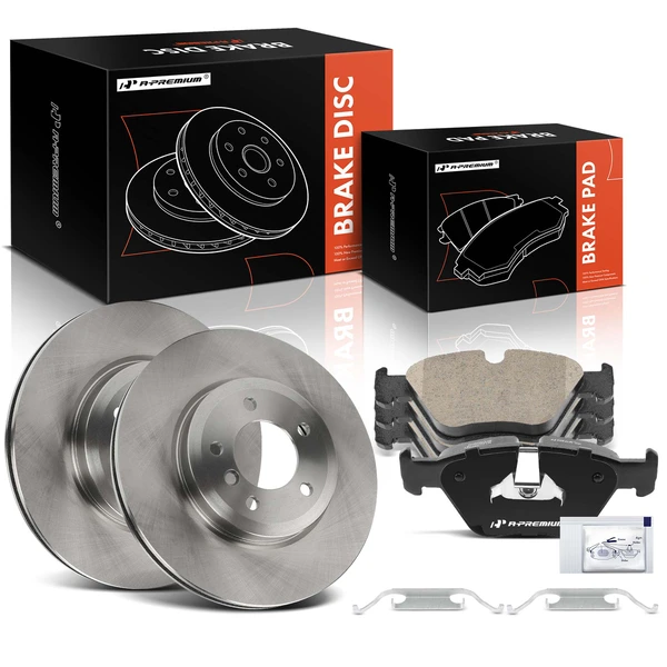 2006-2008 BMW Z4 Disc Brake Rotors and Ceramic Pads Kit, 6 Pcs, Front Driver & Passenger, A-Premium, APBRPR1880