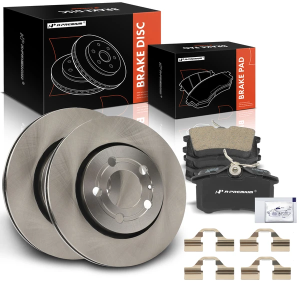 Disc Brake Rotors and Ceramic Pads Kit, 6 Pcs, Rear Driver & Passenger, A-Premium, APBRPR1889