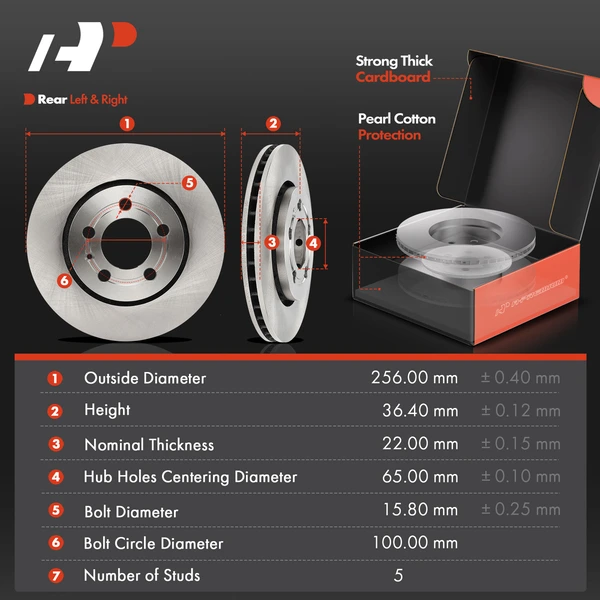 Disc Brake Rotors and Ceramic Pads Kit, 6 Pcs, Rear Driver & Passenger, A-Premium, APBRPR1889