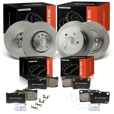 12 Pcs Front & Rear Disc Brake Rotors & Ceramic Brake Pads