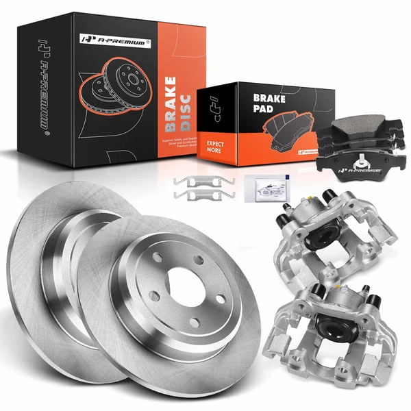 8 Pcs Rear Disc Brake Rotors & Ceramic Brake Pads & Brake Calipers for Dodge Durango 11-17