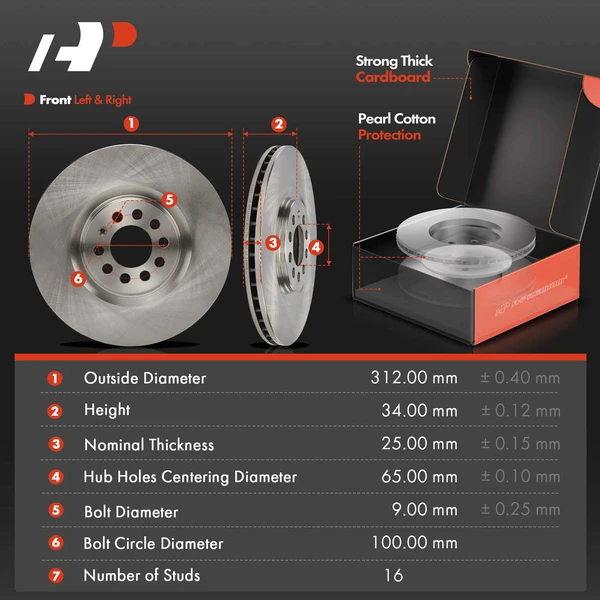 Disc Brake Rotors and Ceramic Pads Kit, 6 Pcs, Front Driver & Passenger, A-Premium, APBRPR1885