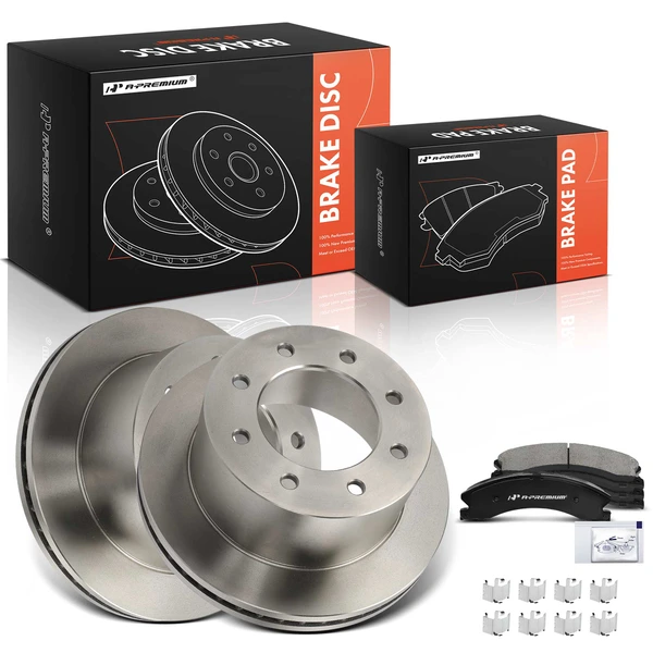 Disc Brake Rotors and Ceramic Pads Kit, 6 Pcs, Rear Driver & Passenger, A-Premium, APBRPR1991
