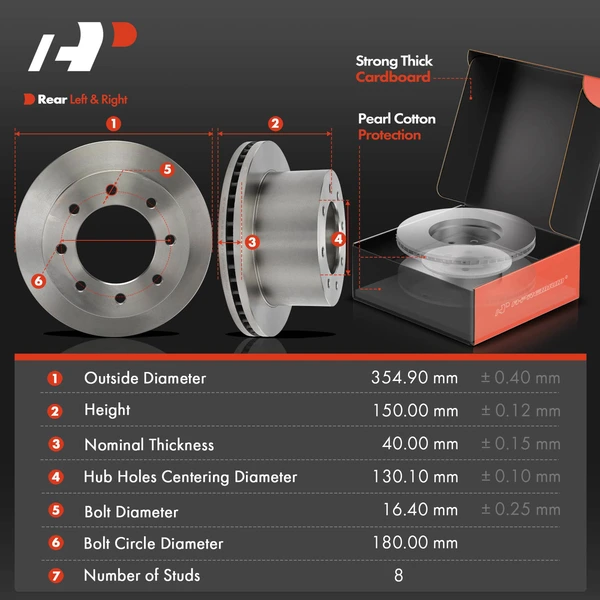 Disc Brake Rotors and Ceramic Pads Kit, 6 Pcs, Rear Driver & Passenger, A-Premium, APBRPR1991
