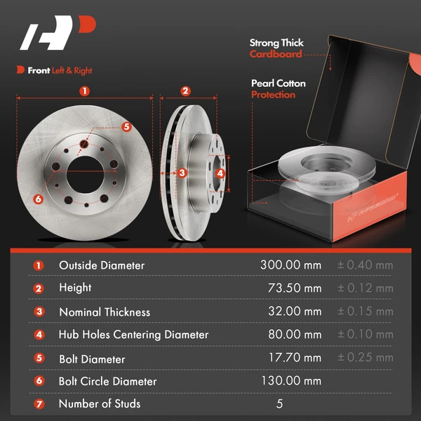 Disc Brake Rotors and Ceramic Pads Kit, 6 Pcs, Front Driver & Passenger, A-Premium, APBRPR1893