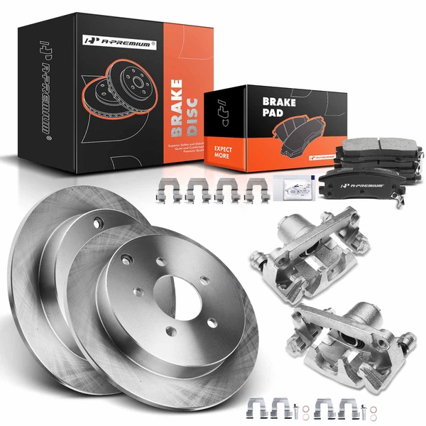 8 Pcs Rear Disc Brake Rotors & Ceramic Brake Pads & Brake Calipers for 2002-2004 Oldsmobile Silhouette