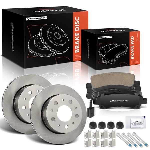 2014-2020 Ram ProMaster 2500 Disc Brake Rotors and Ceramic Pads Kit, 6 Pcs, Rear Driver & Passenger, A-Premium, APBRPR1992