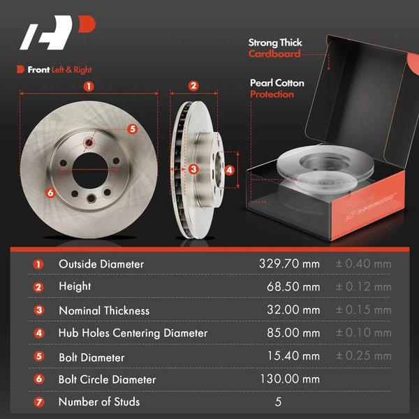 Disc Brake Rotors and Ceramic Pads Kit, 6 Pcs, Front Driver & Passenger, A-Premium, APBRPR1897
