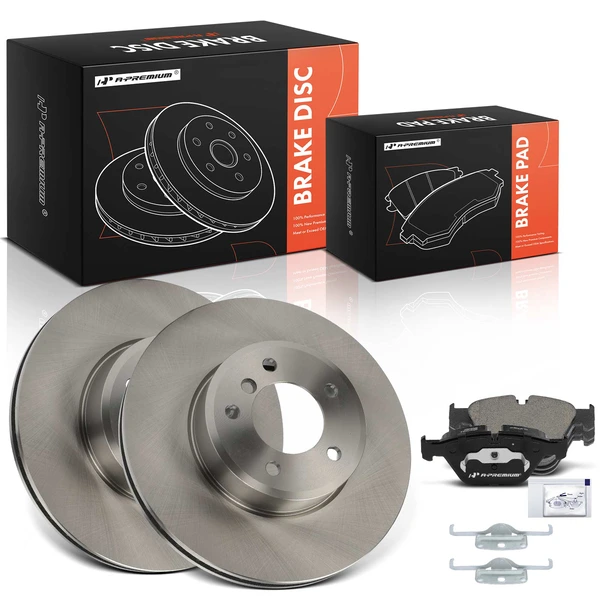 2008 BMW 535xi Disc Brake Rotors and Ceramic Pads Kit, 6 Pcs, Front Driver & Passenger, A-Premium, APBRPR1890