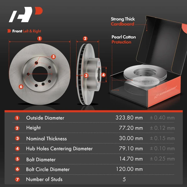 Disc Brake Rotors and Ceramic Pads Kit, 6 Pcs, Front Driver & Passenger, A-Premium, APBRPR1890
