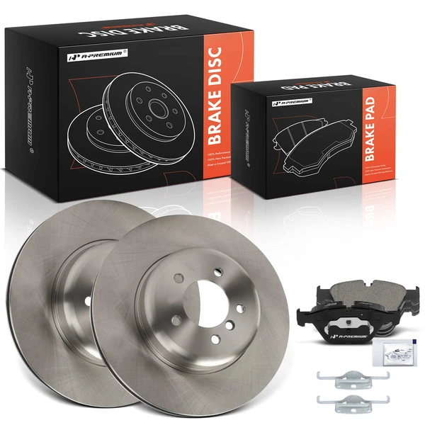 2006-2010 BMW 650i Disc Brake Rotors and Ceramic Pads Kit, 6 Pcs, Front Driver & Passenger, A-Premium, APBRPR1891