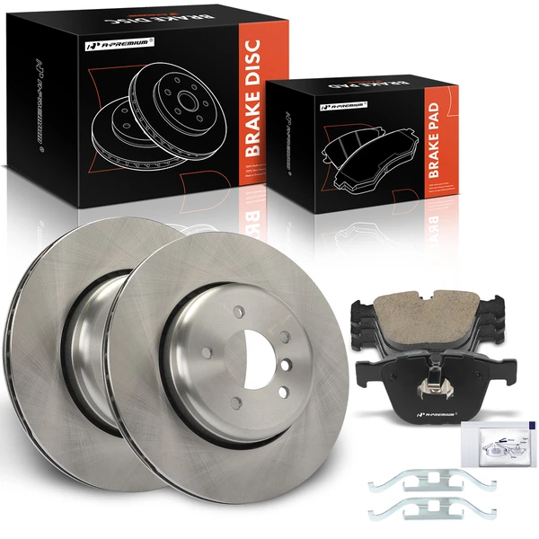 Disc Brake Rotors and Ceramic Pads Kit, 6 Pcs, Rear Driver & Passenger, A-Premium, APBRPR1892