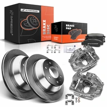 8 Pcs Rear Disc Brake Rotor & Pads + Brake Caliper