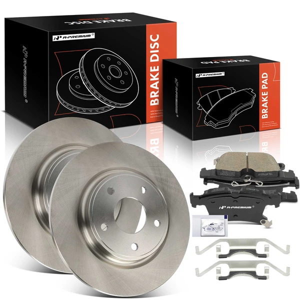 2017-2022 Chrysler Pacifica Disc Brake Rotors and Ceramic Pads Kit, 6 Pcs, Rear Driver & Passenger, A-Premium, APBRPR1904