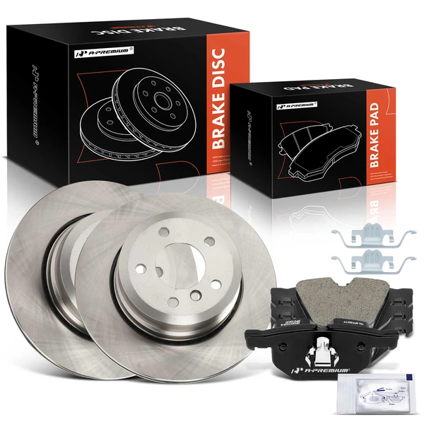 2008 BMW 535xi Disc Brake Rotors and Ceramic Pads Kit, 6 Pcs, Rear Driver & Passenger, A-Premium, APBRPR1905