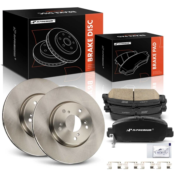 Disc Brake Rotors and Ceramic Pads Kit, 6 Pcs, Front Driver & Passenger, A-Premium, APBRPR1993
