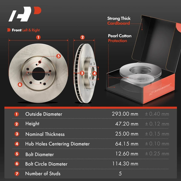 Disc Brake Rotors and Ceramic Pads Kit, 6 Pcs, Front Driver & Passenger, A-Premium, APBRPR1993