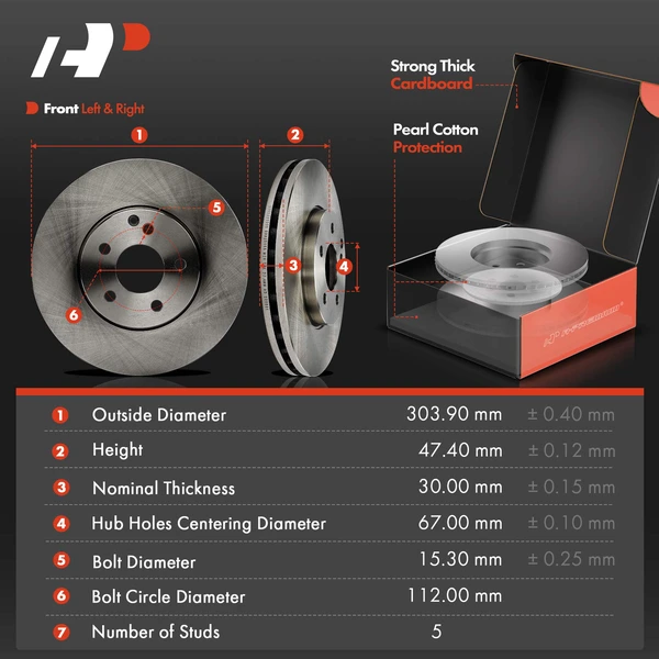 Disc Brake Rotors and Ceramic Pads Kit, 6 Pcs, Front Driver & Passenger, A-Premium, APBRPR1512