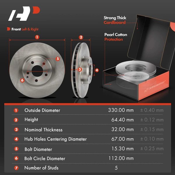Disc Brake Rotors and Ceramic Pads Kit, 6 Pcs, Front Driver & Passenger, A-Premium, APBRPR1898