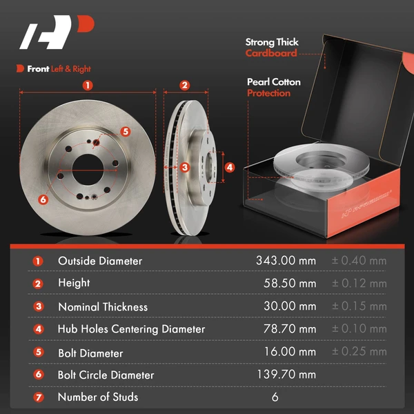 Disc Brake Rotors and Ceramic Pads Kit, 6 Pcs, Front Driver & Passenger, A-Premium, APBRPR1900