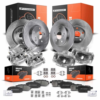 16 Pcs Front & Rear Disc Brake Rotors & Ceramic Brake Pads & Brake Calipers