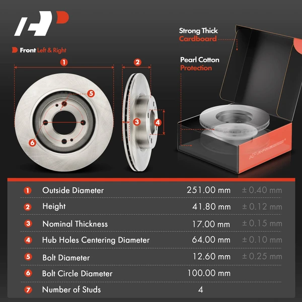 Disc Brake Rotors and Ceramic Pads Kit, 6 Pcs, Front Driver & Passenger, A-Premium, APBRPR1903
