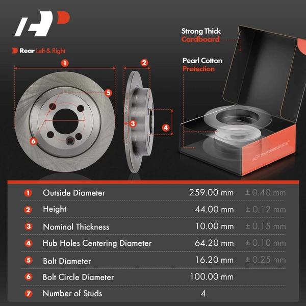 Disc Brake Rotors and Ceramic Pads Kit, 6 Pcs, Rear Driver & Passenger, A-Premium, APBRPR1523