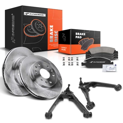 8 Pcs Front Disc Brake Rotors & Ceramic Pads & Control Arm Kit