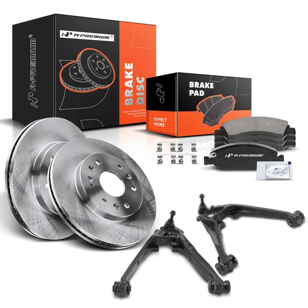 8 Pcs Front Disc Brake Rotors & Ceramic Pads & Control Arm Kit for 2008-2013 Cadillac Escalade EXT