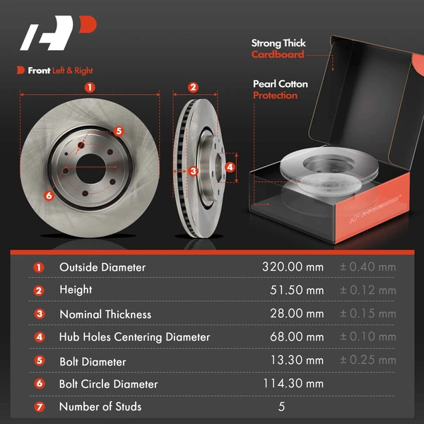Disc Brake Rotors and Ceramic Pads Kit, 6 Pcs, Front Driver & Passenger, A-Premium, APBRPR1911