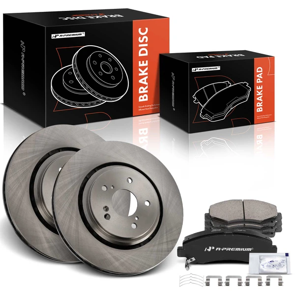 2015-2020 Acura TLX Disc Brake Rotors and Ceramic Pads Kit, 6 Pcs, Front Driver & Passenger, A-Premium, APBRPR1517