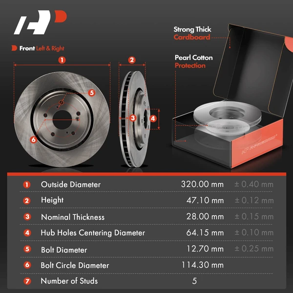 Disc Brake Rotors and Ceramic Pads Kit, 6 Pcs, Front Driver & Passenger, A-Premium, APBRPR1517