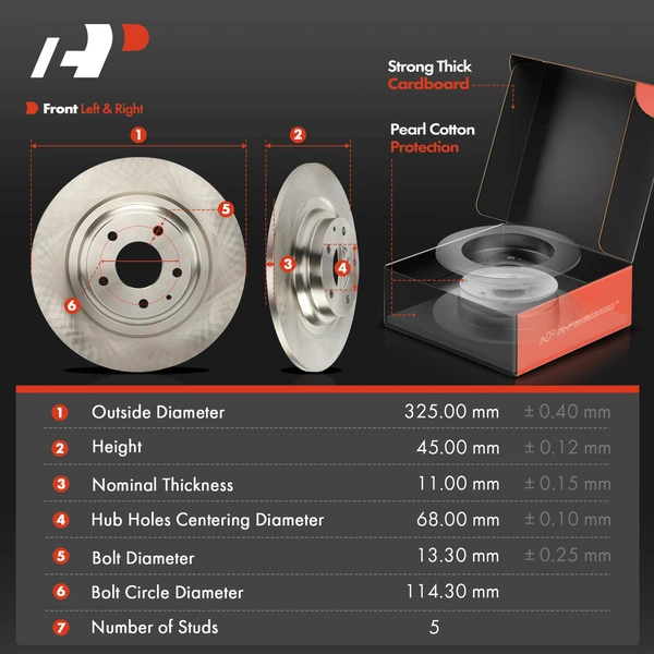 Disc Brake Rotors and Ceramic Pads Kit, 6 Pcs, Rear Driver & Passenger, A-Premium, APBRPR1907