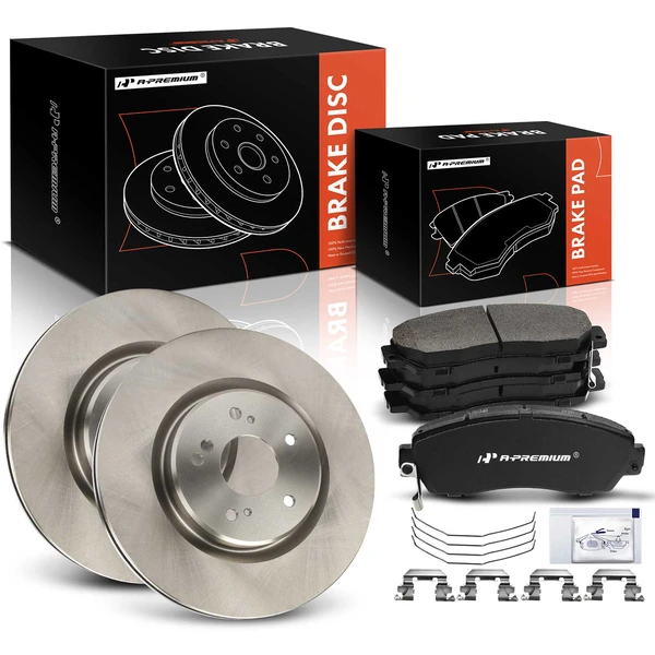 Disc Brake Rotors and Ceramic Pads Kit, 6 Pcs, Front Driver & Passenger, A-Premium, APBRPR1913