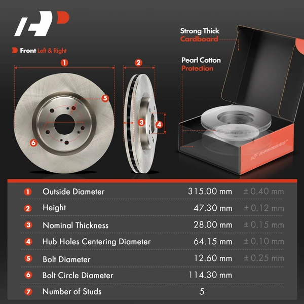 Disc Brake Rotors and Ceramic Pads Kit, 6 Pcs, Front Driver & Passenger, A-Premium, APBRPR1913