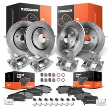 16 Pcs Front & Rear Disc Brake Rotors & Ceramic Brake Pads & Brake Calipers for 2008-2012 Chrysler Town & Country