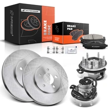 8 Pcs Front Brake Rotors & Pads + Hub Bearing