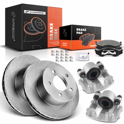 8 Pcs Front Disc Brake Rotors & Ceramic Brake Pads & Brake Calipers