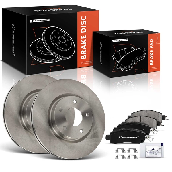Disc Brake Rotors and Ceramic Pads Kit, 6 Pcs, Front Driver & Passenger, A-Premium, APBRPR1918