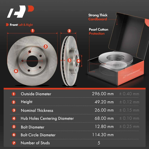 Disc Brake Rotors and Ceramic Pads Kit, 6 Pcs, Front Driver & Passenger, A-Premium, APBRPR1918