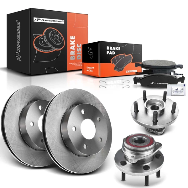 8 Pcs Front Disc Brake Rotors & Ceramic Brake Pads & Hub Bearings for Jeep Grand Cherokee 1999-2002