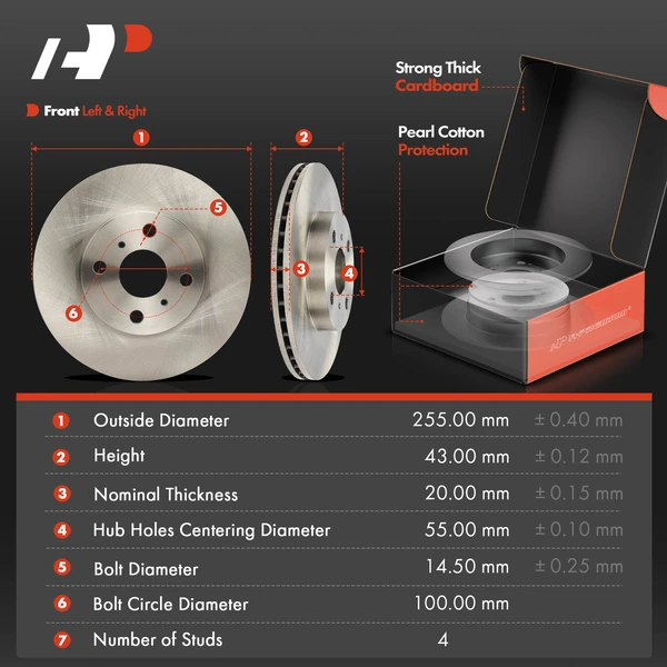 Disc Brake Rotors and Ceramic Pads Kit, 6 Pcs, Front Driver & Passenger, A-Premium, APBRPR1919