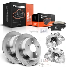 8 Pcs Rear Disc Brake Rotors & Ceramic Brake Pads & Brake Calipers for 1999-2004 Jeep Grand Cherokee