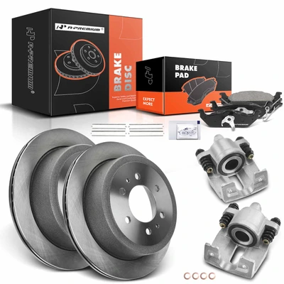 8 Pcs Rear Disc Brake Rotors & Ceramic Brake Pads & Brake Calipers