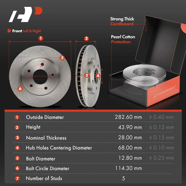 Disc Brake Rotors and Ceramic Pads Kit, 6 Pcs, Front Driver & Passenger, A-Premium, APBRPR1916