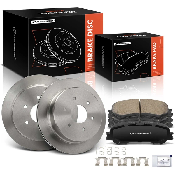 Disc Brake Rotors and Ceramic Pads Kit, 6 Pcs, Rear Driver & Passenger, A-Premium, APBRPR1920