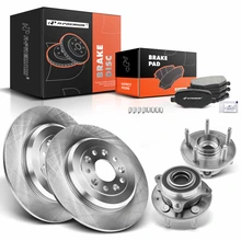8 Pcs Rear Disc Brake Rotors & Ceramic Brake Pads & Hub Bearings for 2009-2012 Lincoln MKS