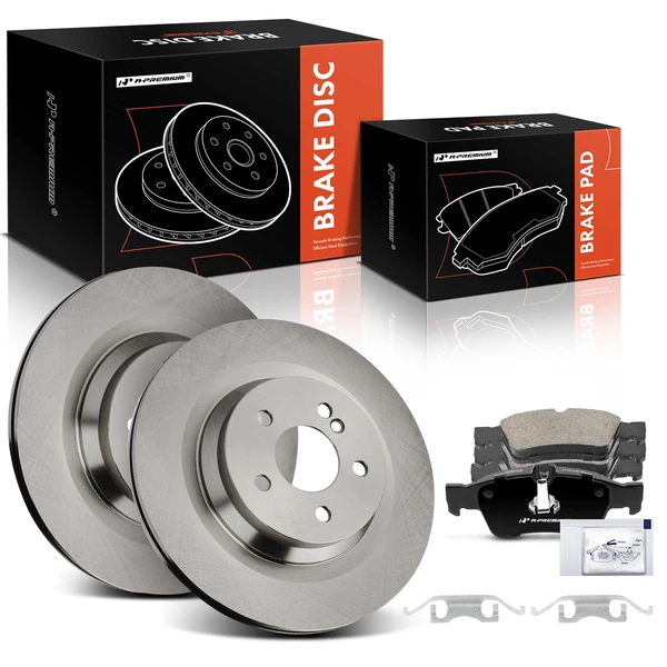 Disc Brake Rotors and Ceramic Pads Kit, 6 Pcs, Rear Driver & Passenger, A-Premium, APBRPR1572