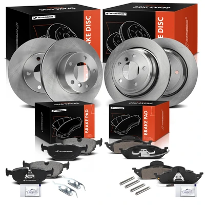 12 Pcs Front & Rear Disc Brake Rotors & Ceramic Brake Pads