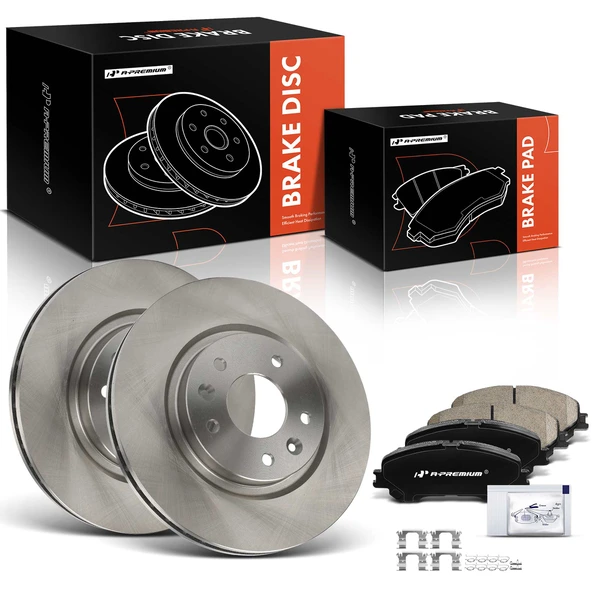 2014-2020 Nissan Rogue Disc Brake Rotors and Ceramic Pads Kit, 6 Pcs, Front Driver & Passenger, A-Premium, APBRPR1921